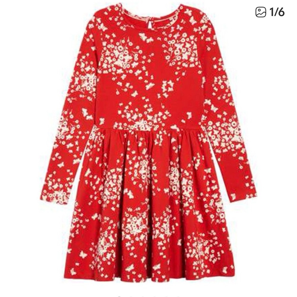 Mini Boden Red Floral and Hearts Kids Dress Size 7-8Y
